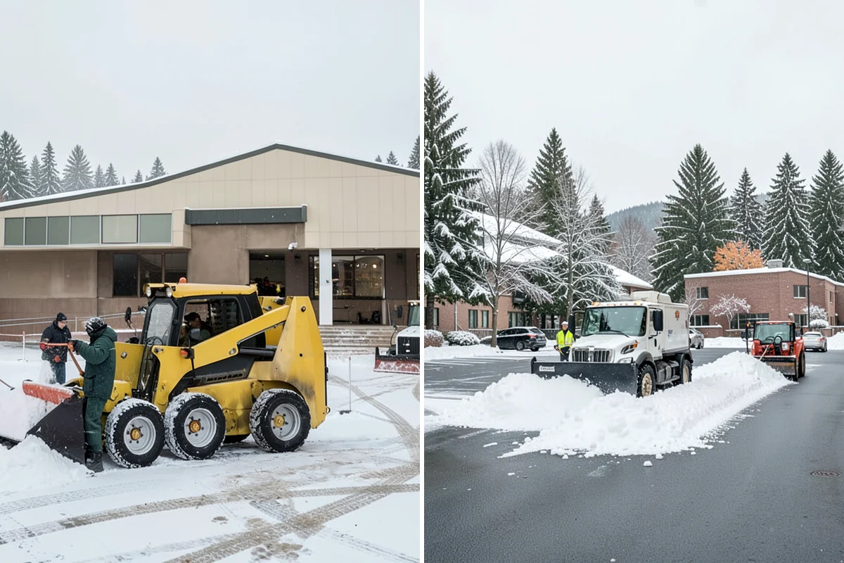 Office Snow Hauling in Normandy Park, King County, WA - We review the lot with facilities and mark pile locations