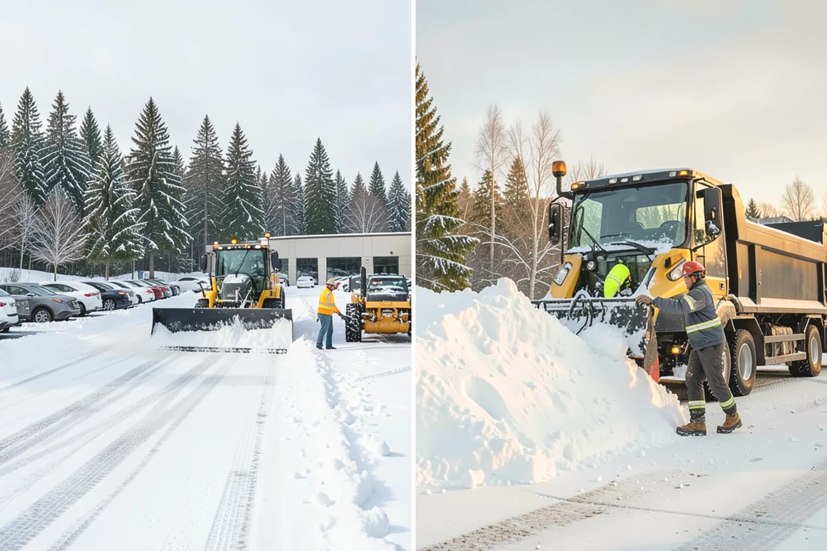 Office Snow Hauling in North Bend, King County, WA - We review the lot with facilities and mark pile locations