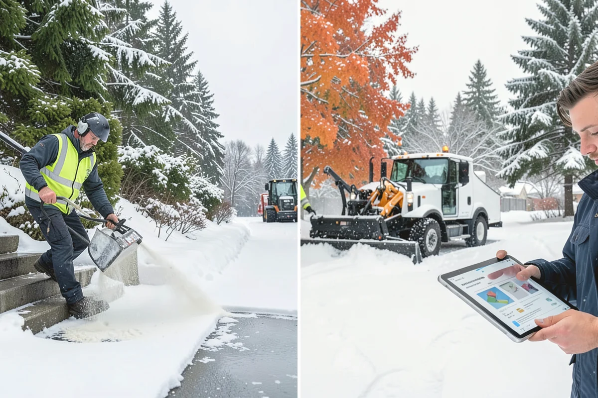 Office Snow Hauling in Oak Harbor, Island County, WA - We review the lot with facilities and mark pile locations