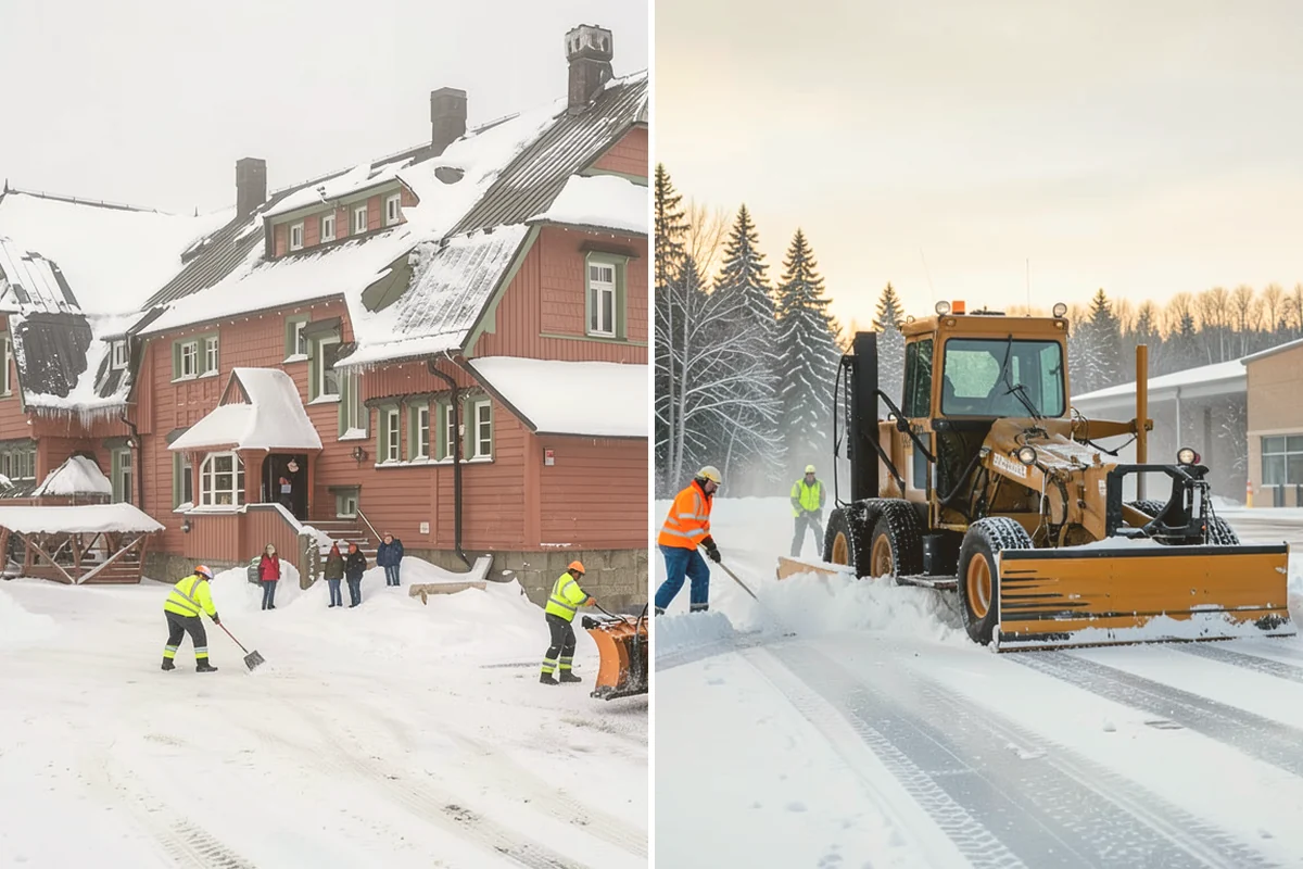 Office Snow Hauling in Orting, Pierce County, WA - We review the lot with facilities and mark pile locations