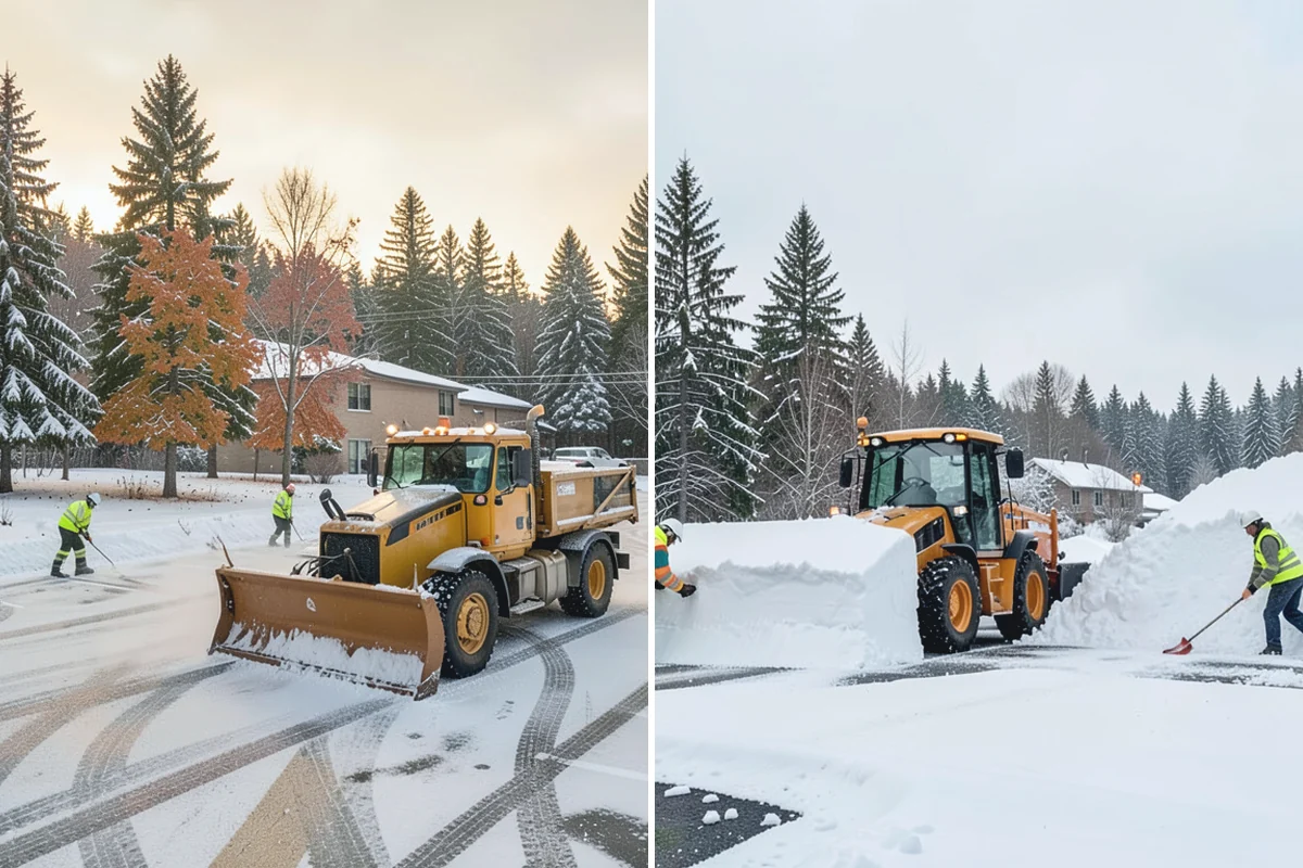 Office Snow Hauling in Renton, King County, WA - We review the lot with facilities and mark pile locations