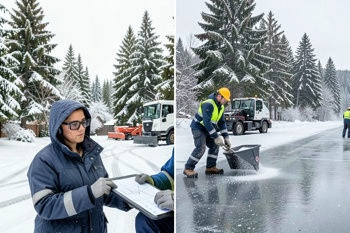 Office Snow Hauling in Seattle, King County, WA - We review the lot with facilities and mark pile locations