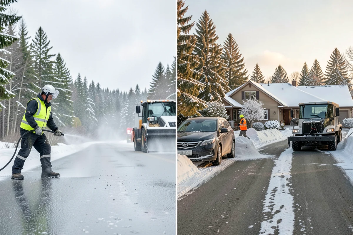 Office Snow Hauling in Sedro-Woolley, Skagit County, WA - We review the lot with facilities and mark pile locations