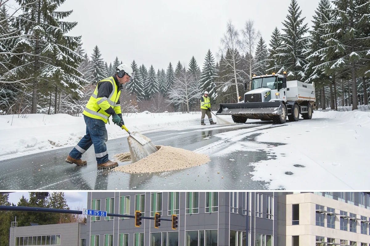 Office Snow Hauling in Shoreline, King County, WA - Office hauling is typically scheduled overnight after storms so lots are clear and fully usable by the start of the business day.