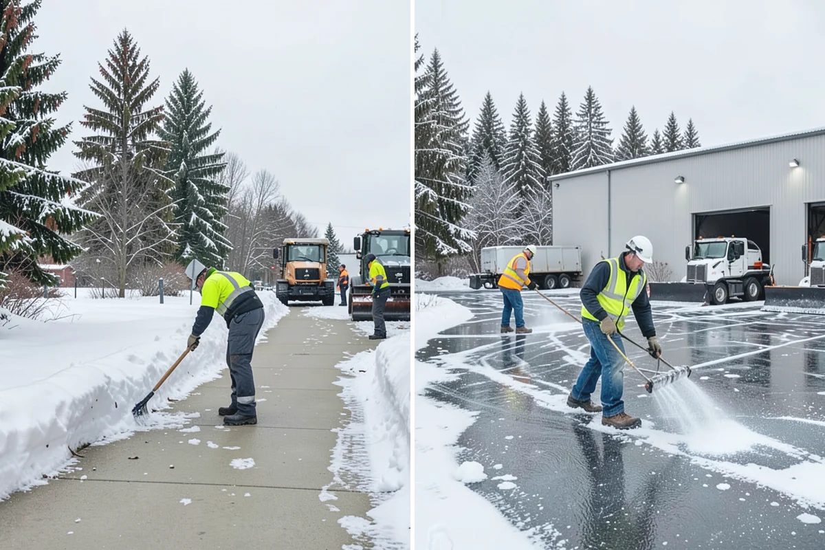 Office Snow Hauling in South Prairie, Pierce County, WA - We review the lot with facilities and mark pile locations
