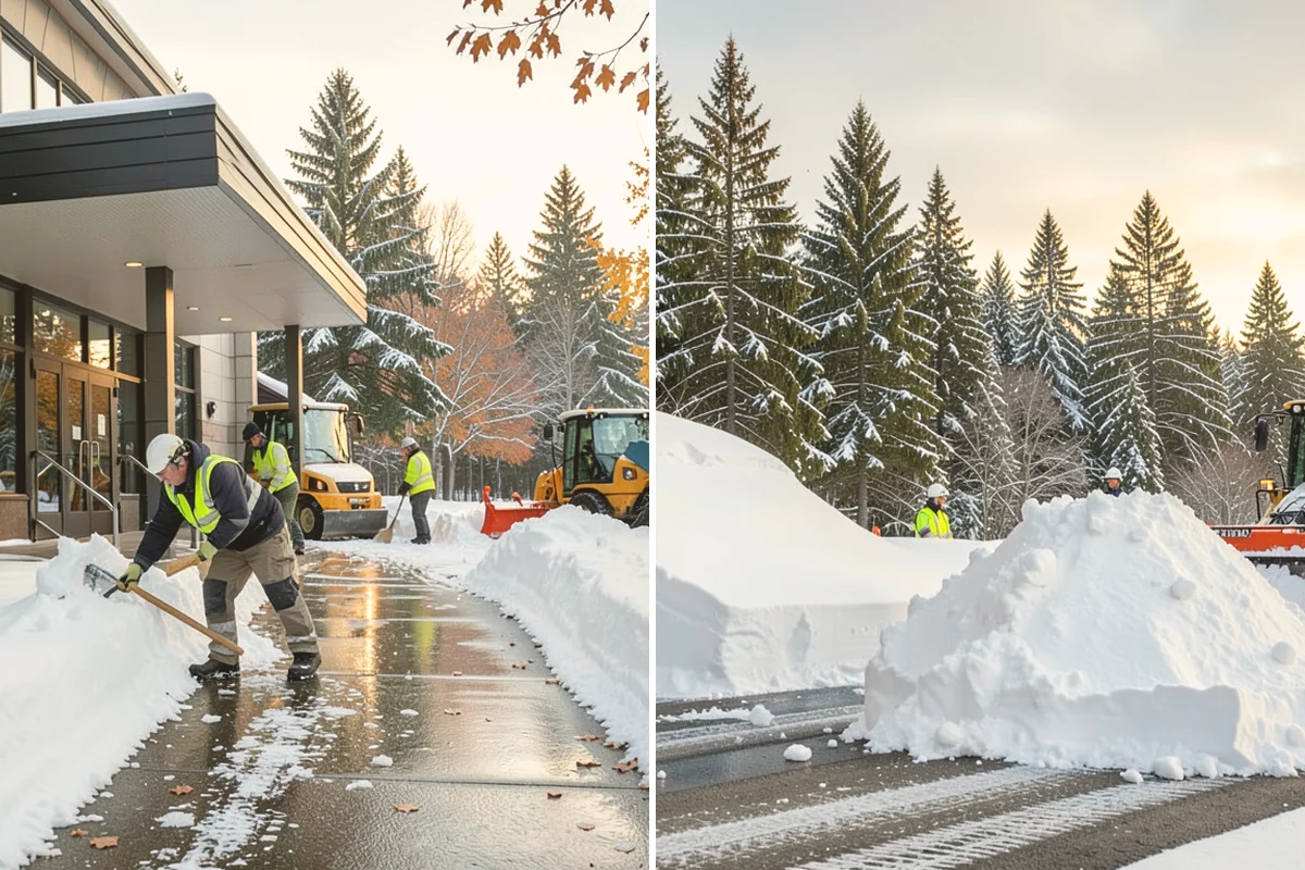 Office Snow Hauling in Stanwood, Snohomish County, WA - We review the lot with facilities and mark pile locations