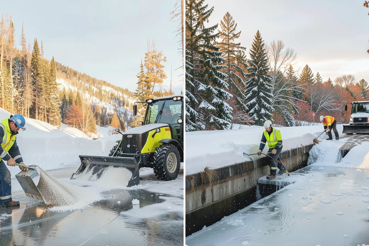 Office Snow Hauling in Sumner, Pierce County, WA - We review the lot with facilities and mark pile locations