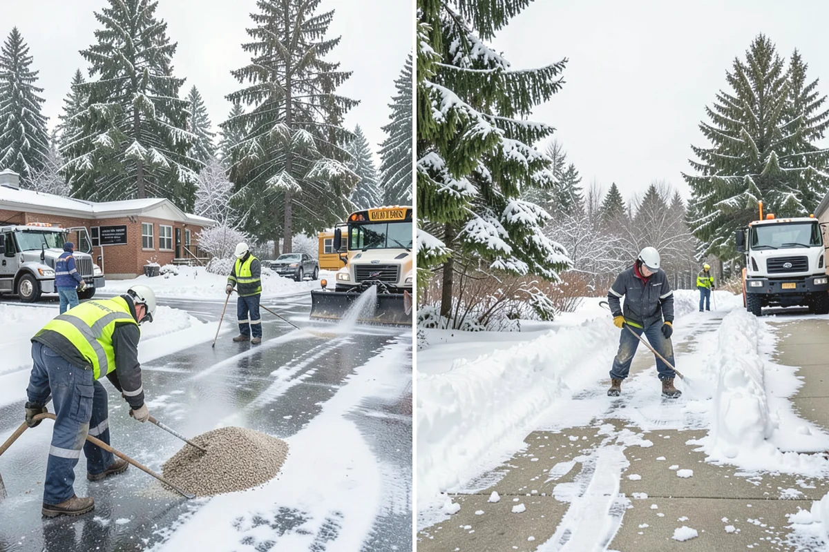 Office Snow Hauling in University Place, Pierce County, WA - We review the lot with facilities and mark pile locations