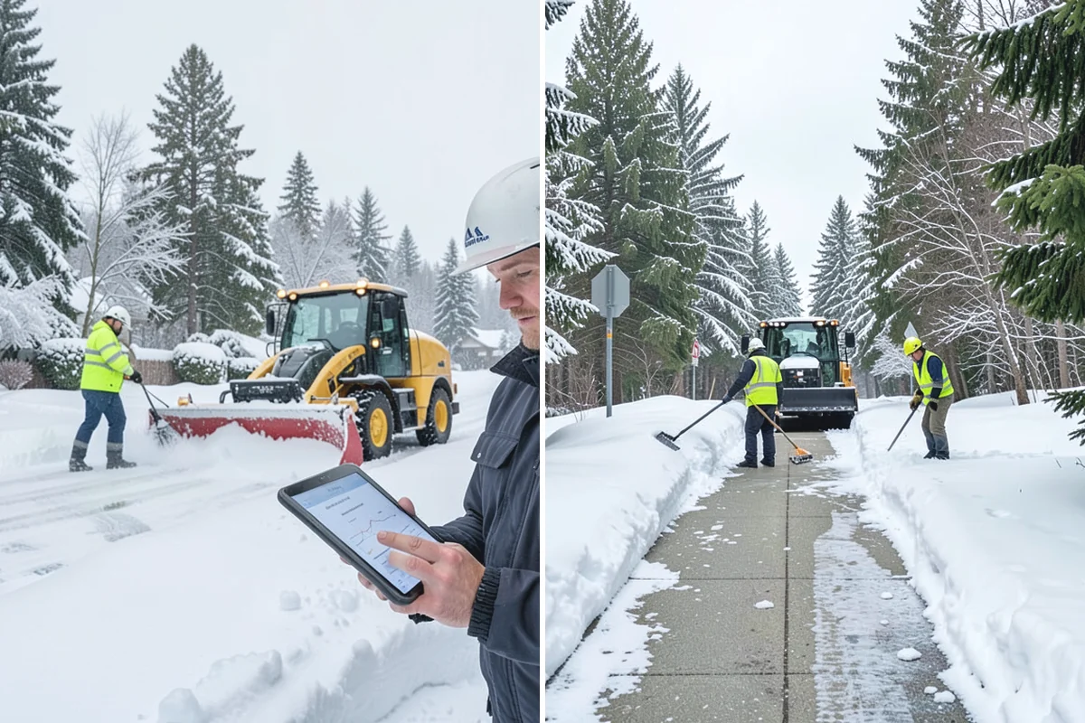 Office Snow Hauling in Wilkeson, Pierce County, WA - We review the lot with facilities and mark pile locations