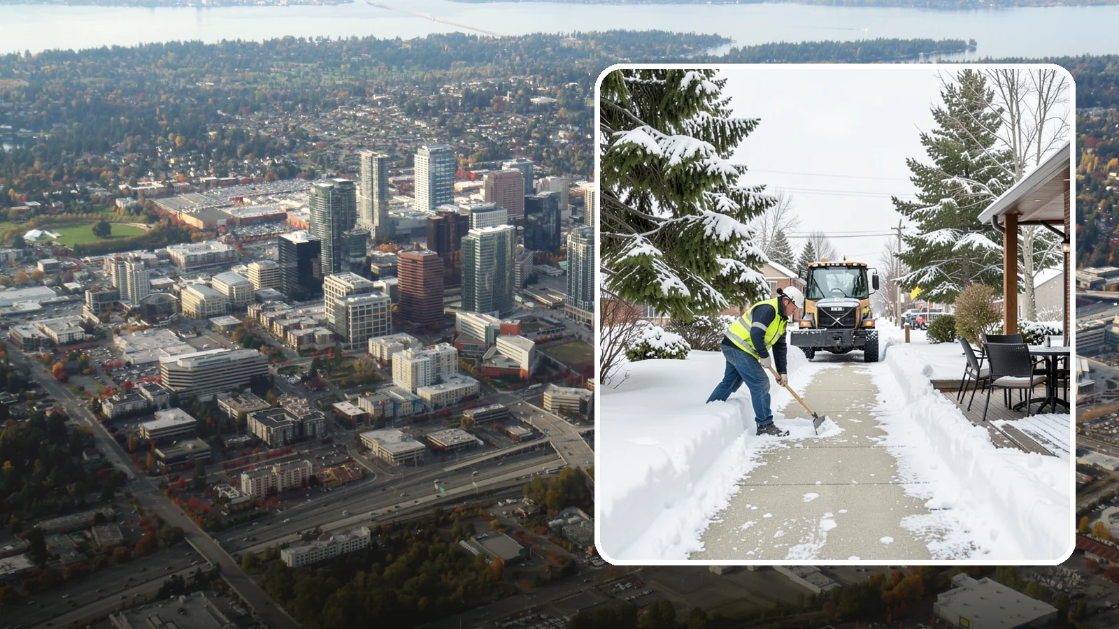 Outdoor Seating Clearing in Bellevue, King County, WA - We clear patios, decks, and outdoor dining areas so businesses can reopen seating quickly after Western Washington snow.