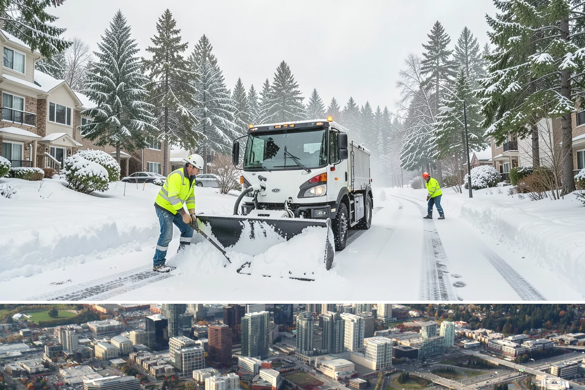 Outdoor Seating Clearing in Bellevue, King County, WA - Cleared on demand after snowfall whenever mild spells let outdoor dining resume during winter.