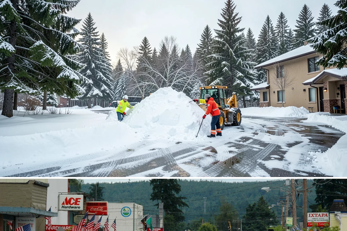 Outdoor Seating Clearing in Carnation, King County, WA - Cleared on demand after snowfall whenever mild spells let outdoor dining resume during winter.