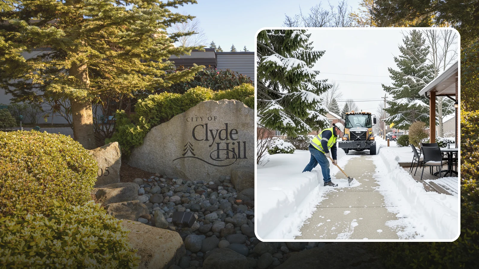 Outdoor Seating Clearing in Clyde Hill, King County, WA - We clear patios, decks, and outdoor dining areas so businesses can reopen seating quickly after Western Washington snow.