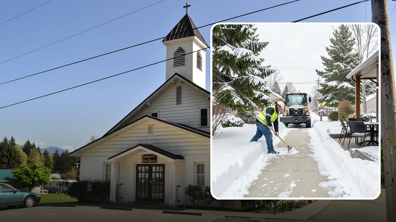Outdoor Seating Clearing in Concrete, Skagit County, WA - We clear patios, decks, and outdoor dining areas so businesses can reopen seating quickly after Western Washington snow.