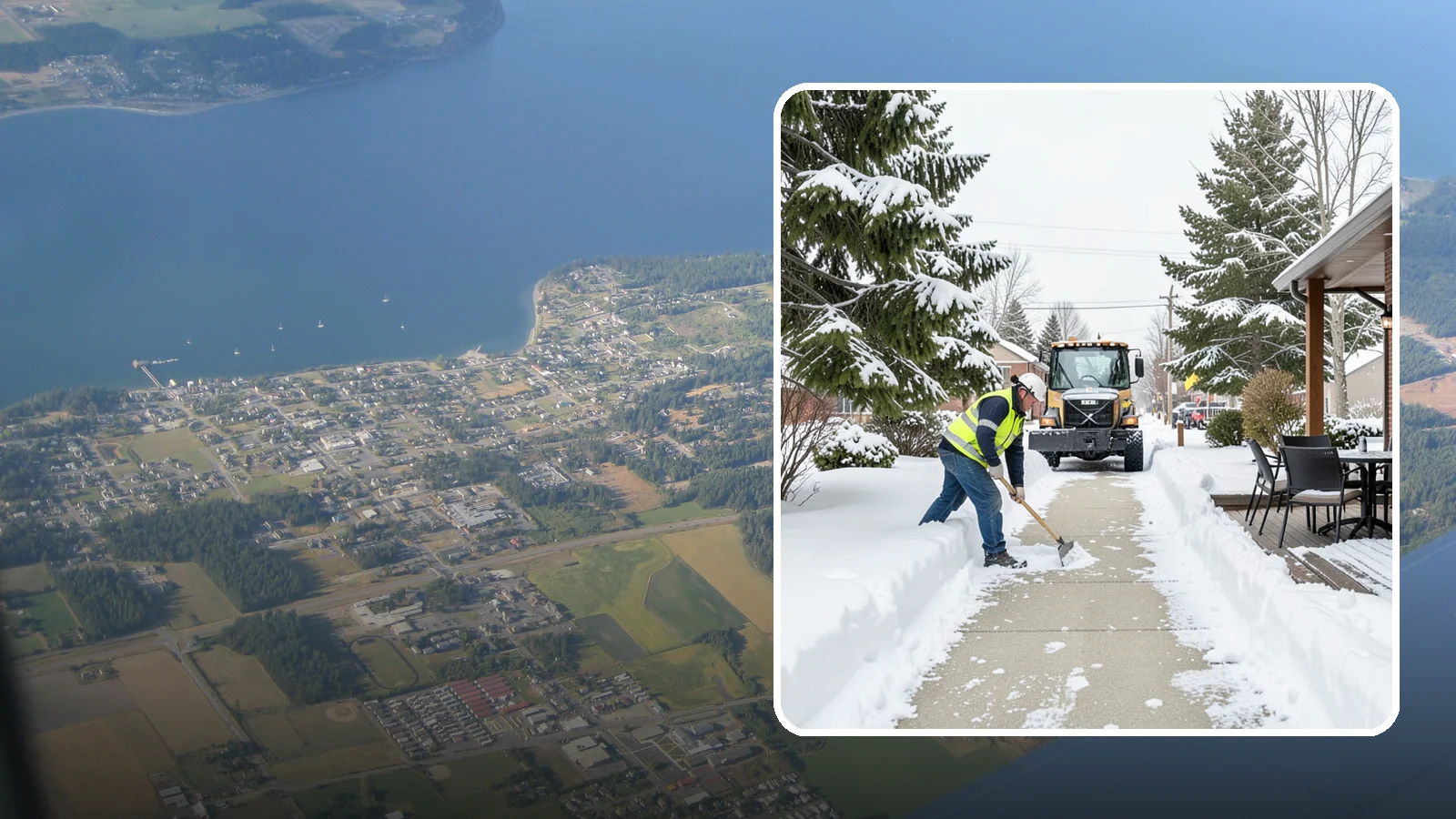 Outdoor Seating Clearing in Coupeville, Island County, WA - We clear patios, decks, and outdoor dining areas so businesses can reopen seating quickly after Western Washington snow.