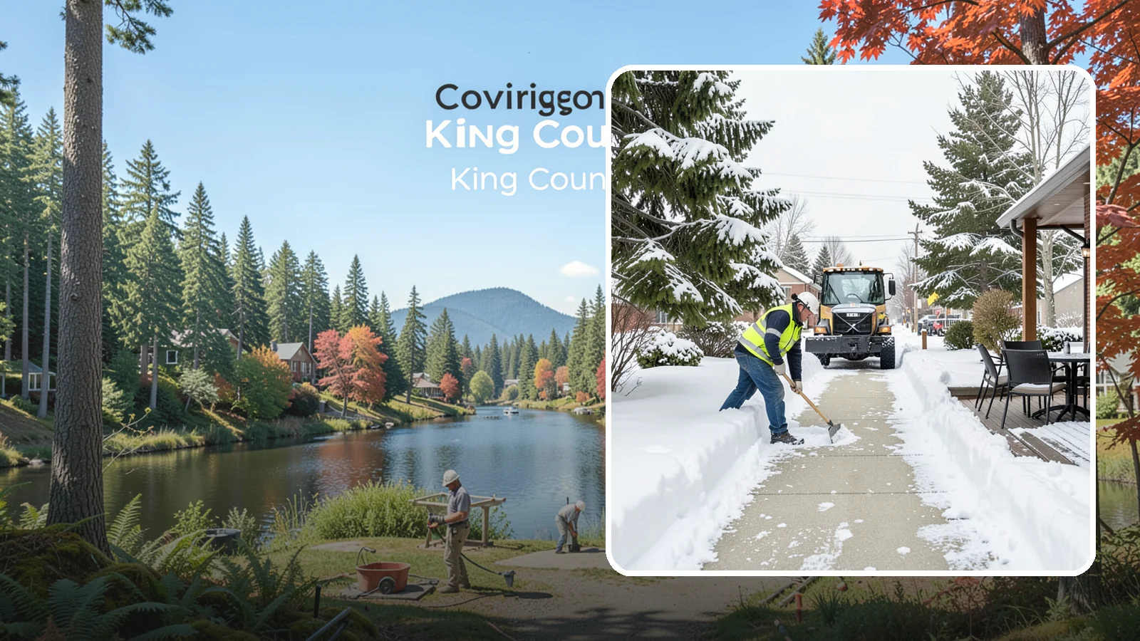 Outdoor Seating Clearing in Covington, King County, WA - We clear patios, decks, and outdoor dining areas so businesses can reopen seating quickly after Western Washington snow.
