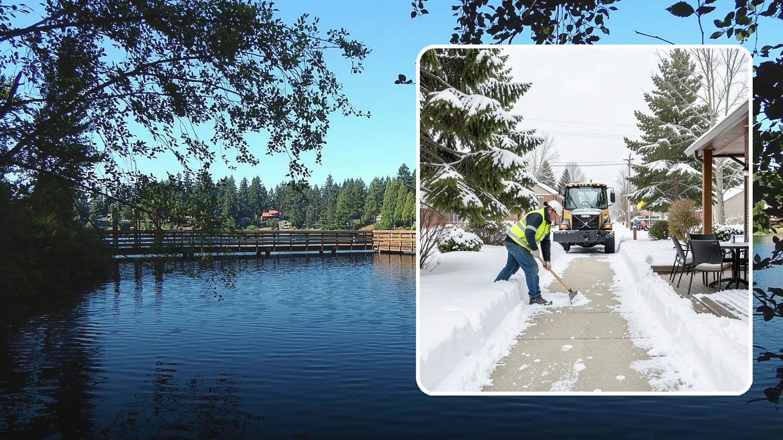 Outdoor Seating Clearing in Federal Way, King County, WA - We clear patios, decks, and outdoor dining areas so businesses can reopen seating quickly after Western Washington snow.