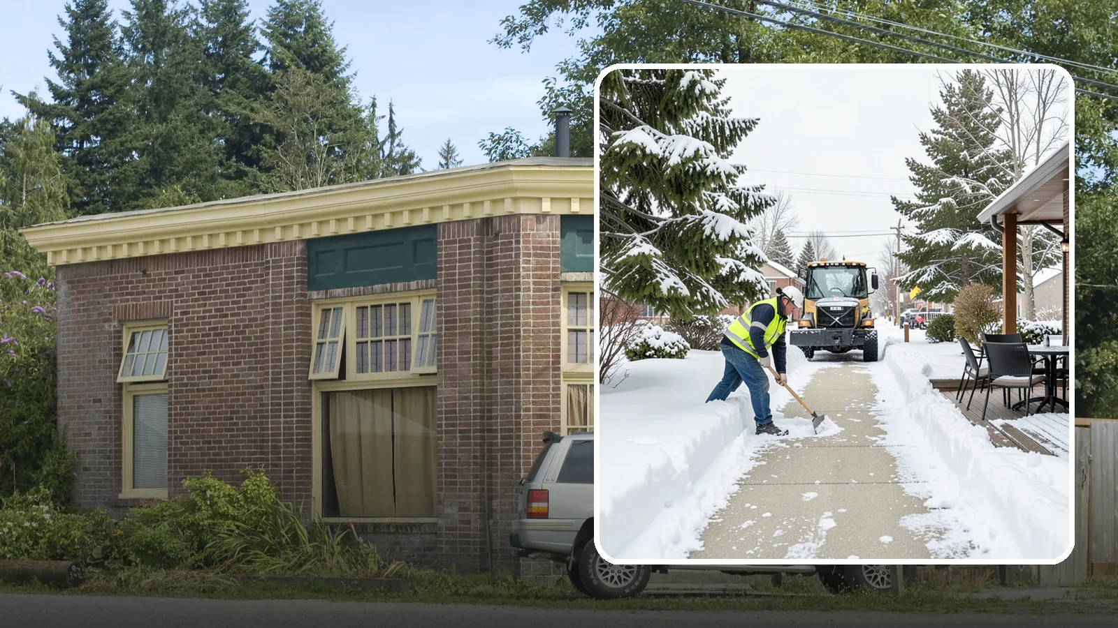 Outdoor Seating Clearing in Hamilton, Skagit County, WA - We clear patios, decks, and outdoor dining areas so businesses can reopen seating quickly after Western Washington snow.