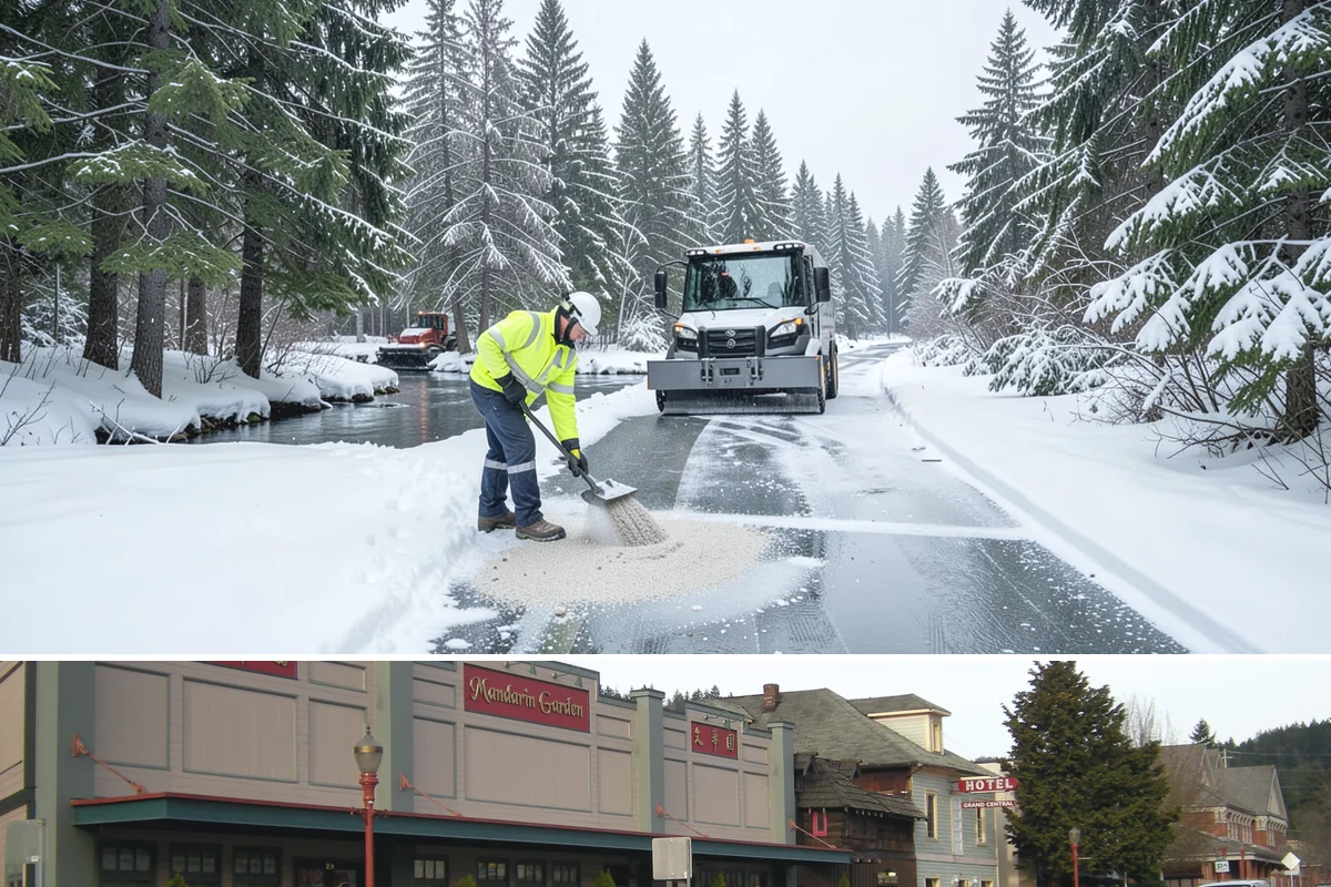 Outdoor Seating Clearing in Issaquah, King County, WA - Cleared on demand after snowfall whenever mild spells let outdoor dining resume during winter.
