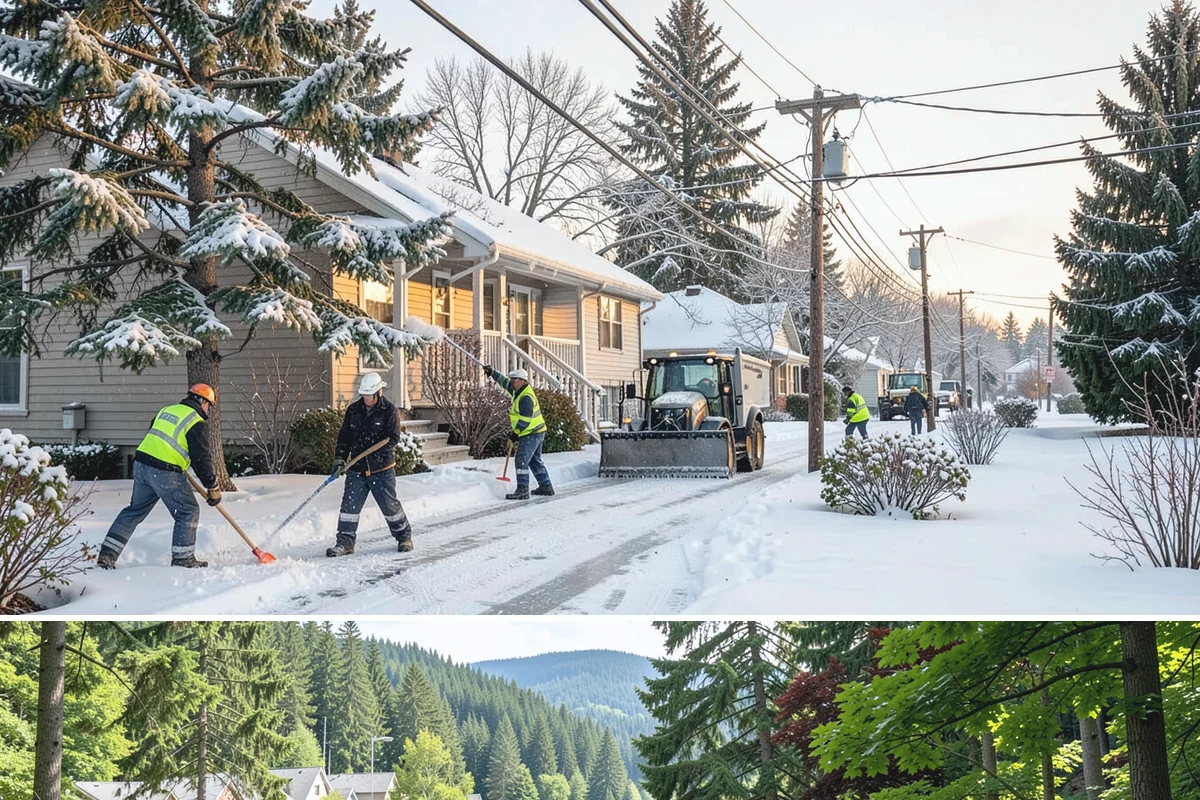Outdoor Seating Clearing in Lake Forest Park, King County, WA - Cleared on demand after snowfall whenever mild spells let outdoor dining resume during winter.