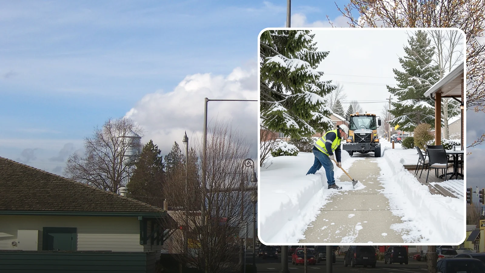 Outdoor Seating Clearing in Marysville, Snohomish County, WA - We clear patios, decks, and outdoor dining areas so businesses can reopen seating quickly after Western Washington snow.