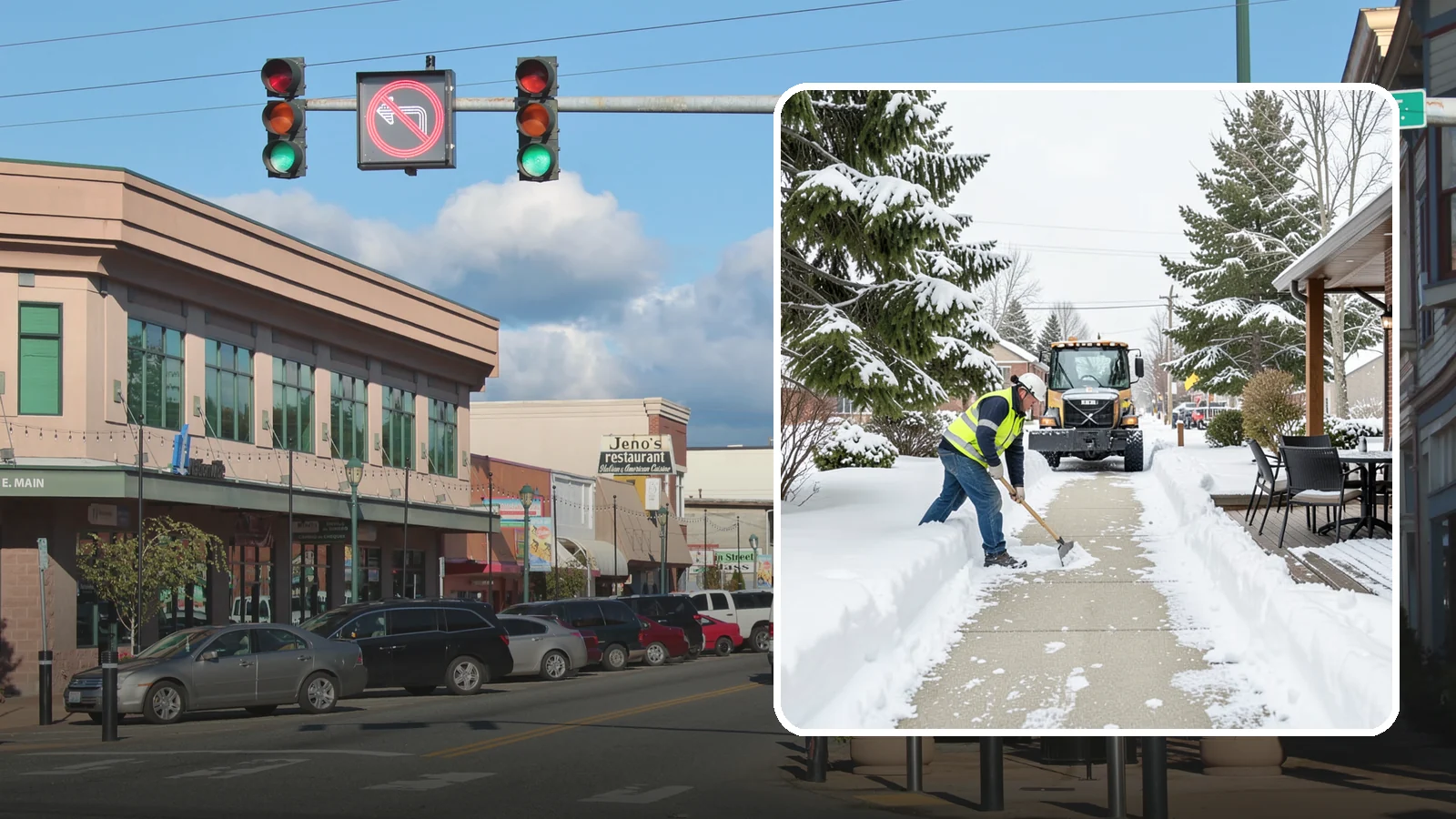 Outdoor Seating Clearing in Monroe, Snohomish County, WA - We clear patios, decks, and outdoor dining areas so businesses can reopen seating quickly after Western Washington snow.