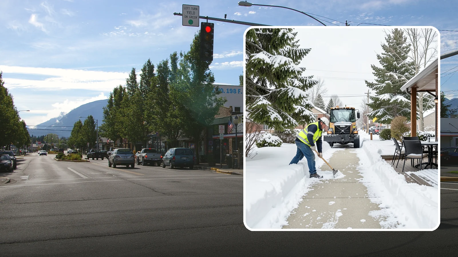 Outdoor Seating Clearing in North Bend, King County, WA - We clear patios, decks, and outdoor dining areas so businesses can reopen seating quickly after Western Washington snow.
