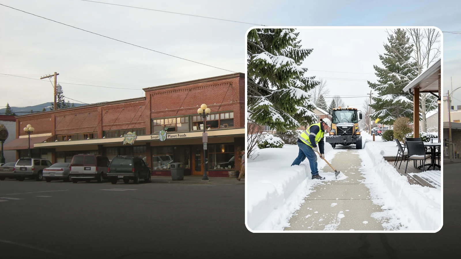 Outdoor Seating Clearing in Sedro-Woolley, Skagit County, WA - We clear patios, decks, and outdoor dining areas so businesses can reopen seating quickly after Western Washington snow.