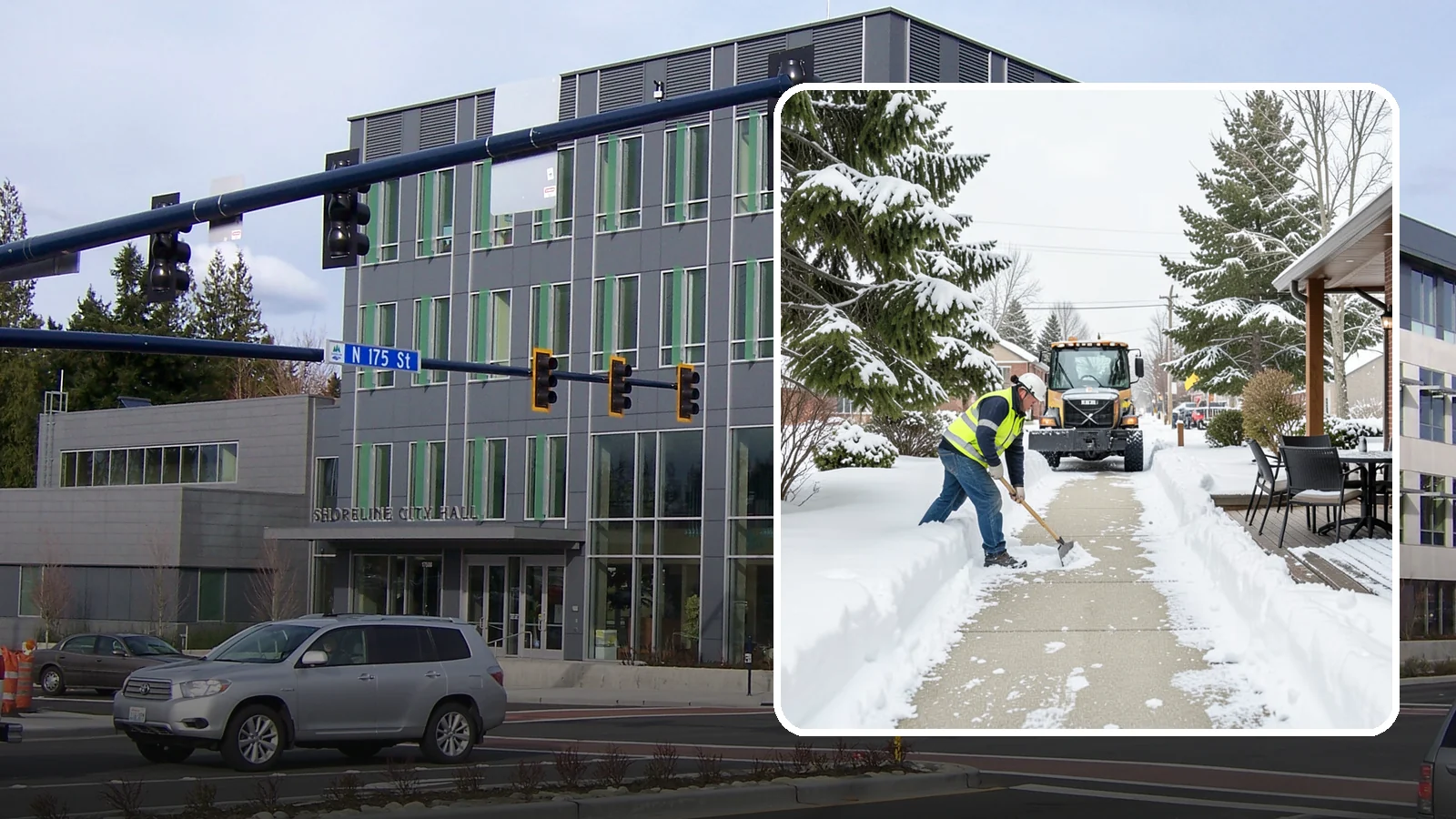 Outdoor Seating Clearing in Shoreline, King County, WA - We clear patios, decks, and outdoor dining areas so businesses can reopen seating quickly after Western Washington snow.