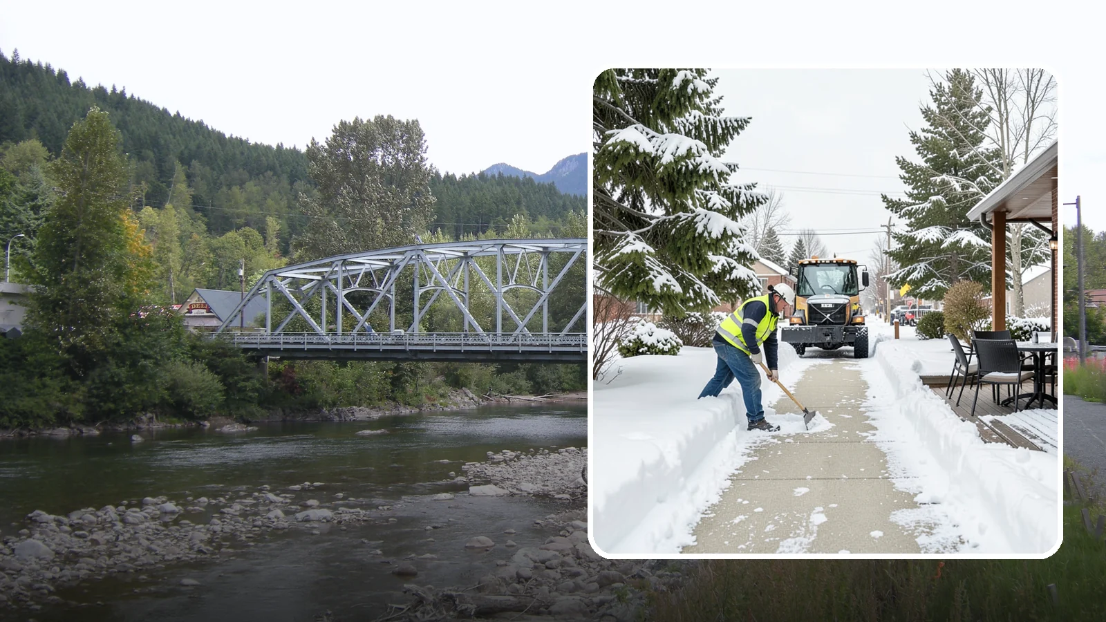 Outdoor Seating Clearing in Skykomish, King County, WA - We clear patios, decks, and outdoor dining areas so businesses can reopen seating quickly after Western Washington snow.