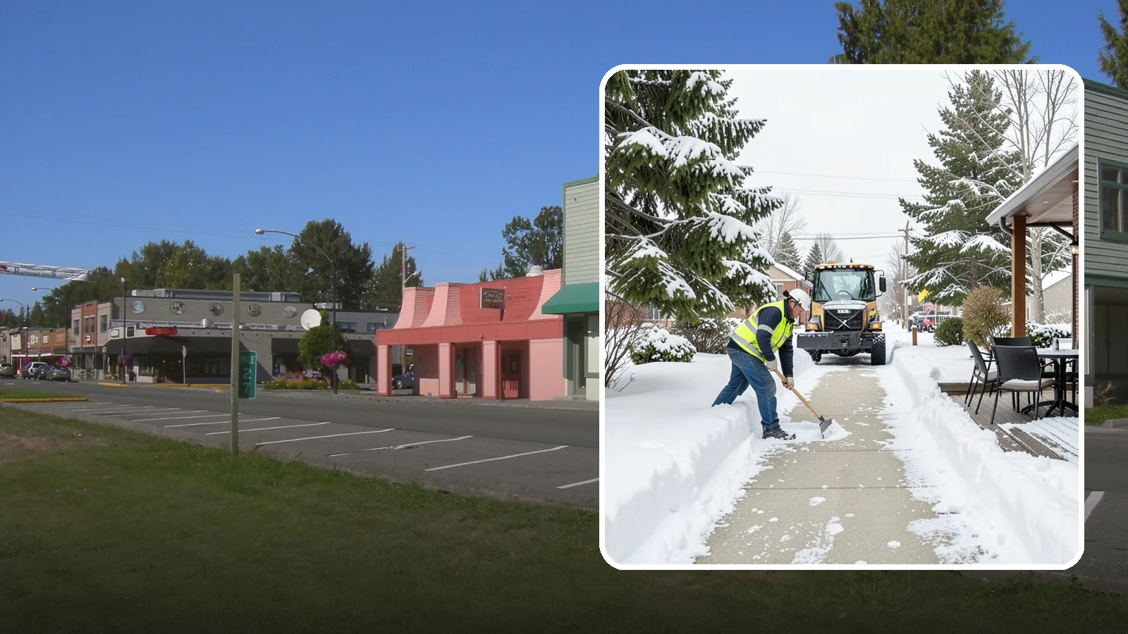 Outdoor Seating Clearing in Snoqualmie, King County, WA - We clear patios, decks, and outdoor dining areas so businesses can reopen seating quickly after Western Washington snow.