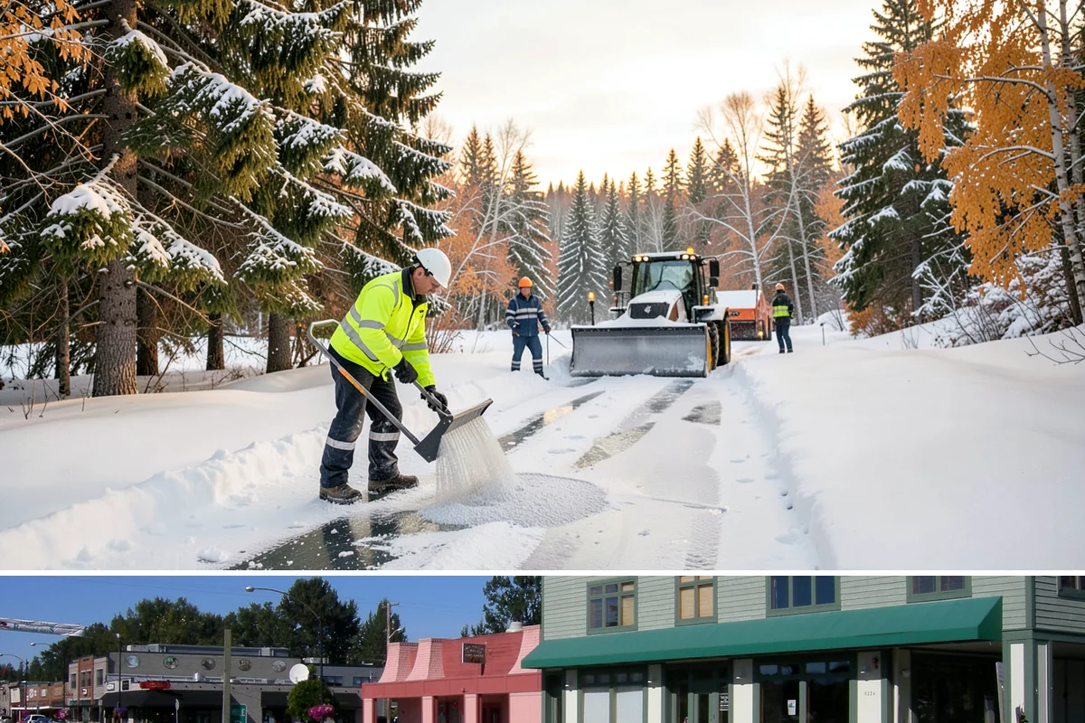 Outdoor Seating Clearing in Snoqualmie, King County, WA - Cleared on demand after snowfall whenever mild spells let outdoor dining resume during winter.