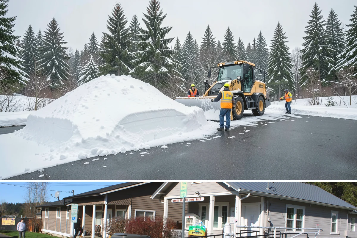 Outdoor Seating Clearing in South Prairie, Pierce County, WA - Cleared on demand after snowfall whenever mild spells let outdoor dining resume during winter.