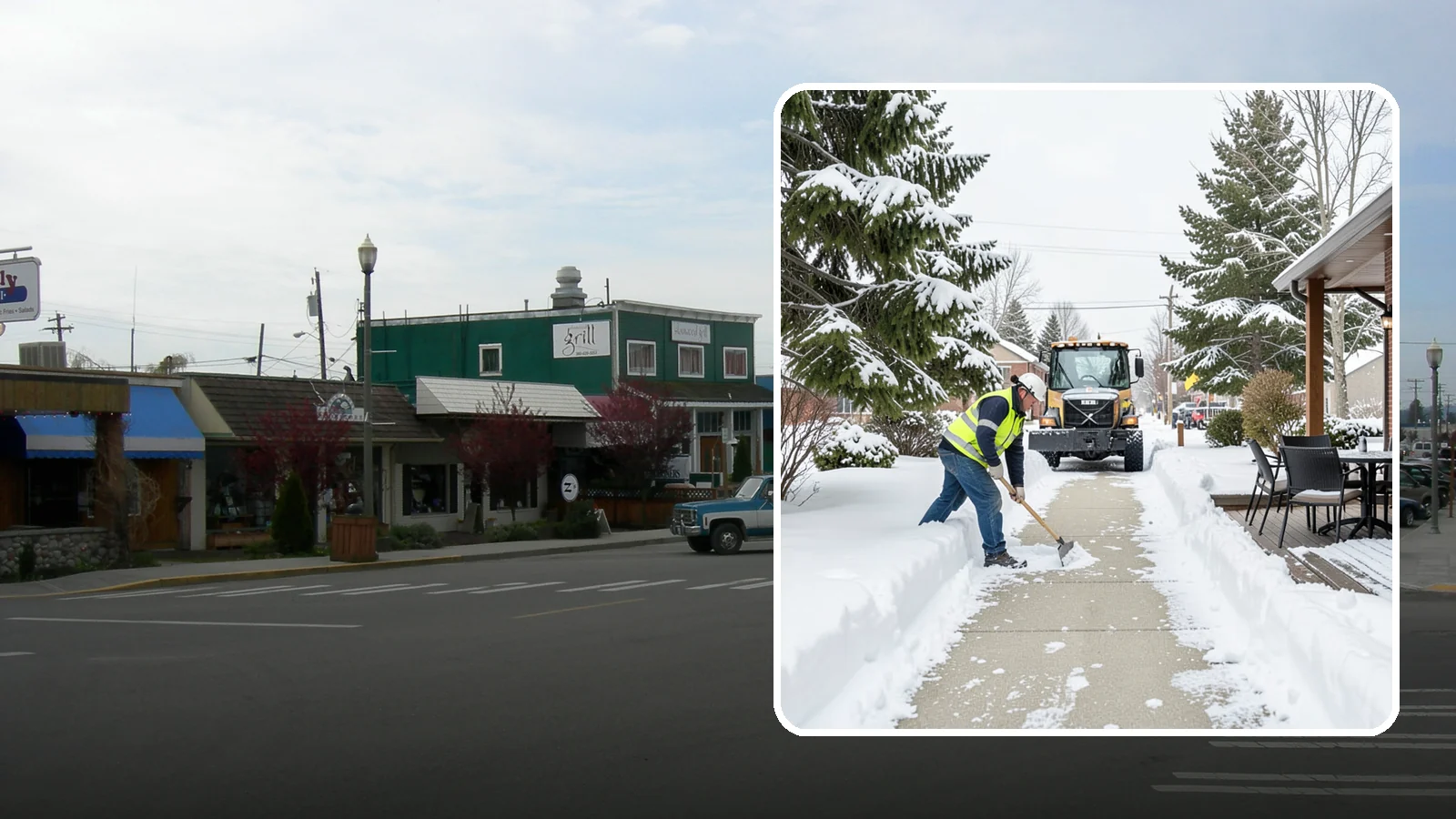 Outdoor Seating Clearing in Stanwood, Snohomish County, WA - We clear patios, decks, and outdoor dining areas so businesses can reopen seating quickly after Western Washington snow.