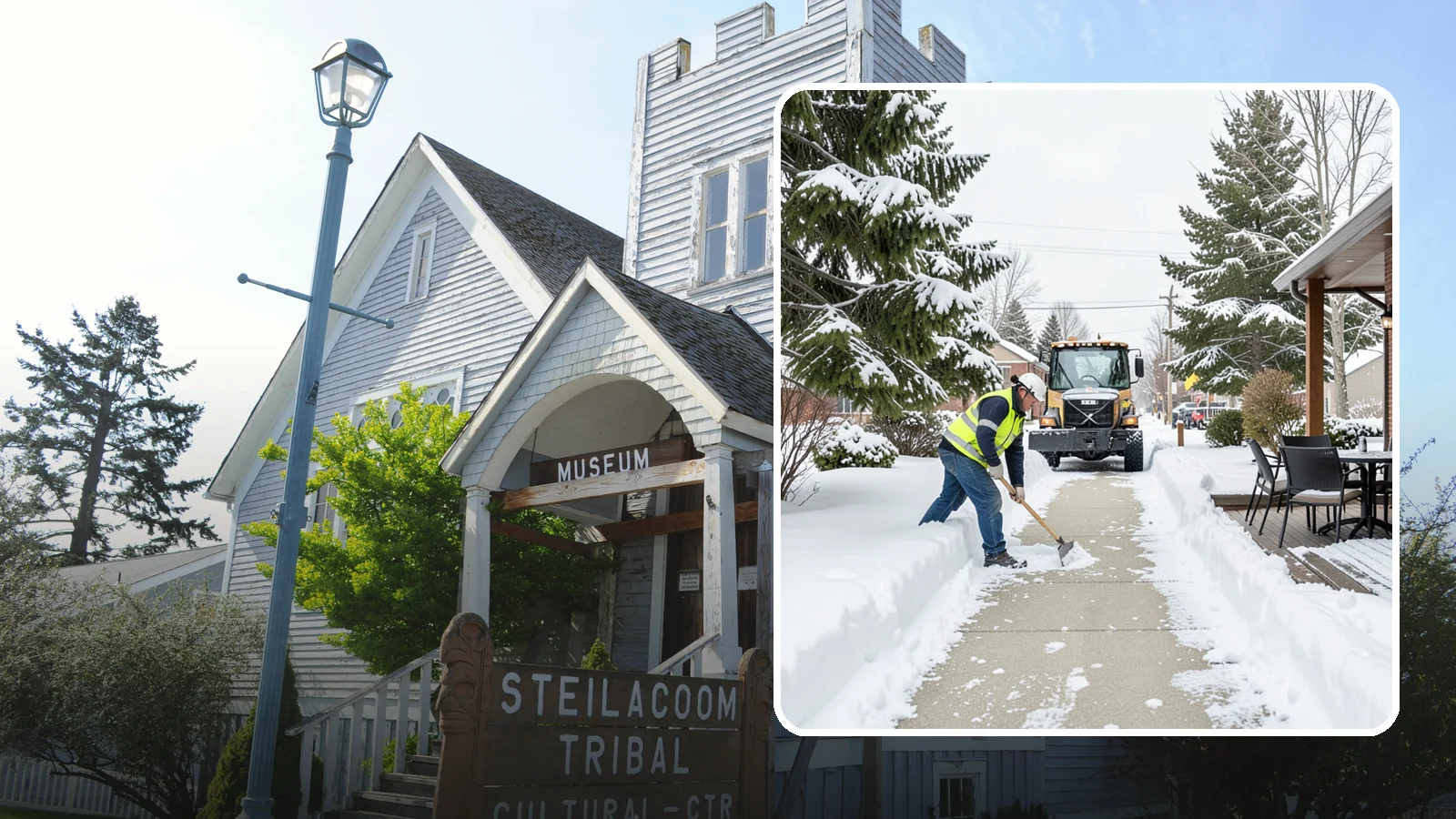 Outdoor Seating Clearing in Steilacoom, Pierce County, WA - We clear patios, decks, and outdoor dining areas so businesses can reopen seating quickly after Western Washington snow.