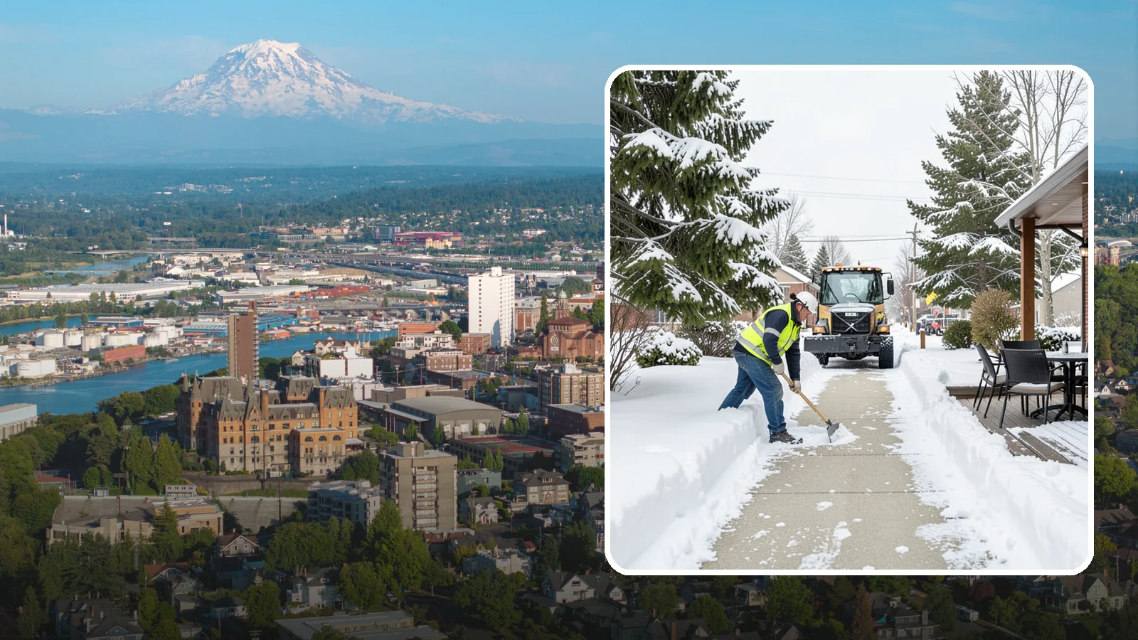 Outdoor Seating Clearing in Tacoma, Pierce County, WA - We clear patios, decks, and outdoor dining areas so businesses can reopen seating quickly after Western Washington snow.