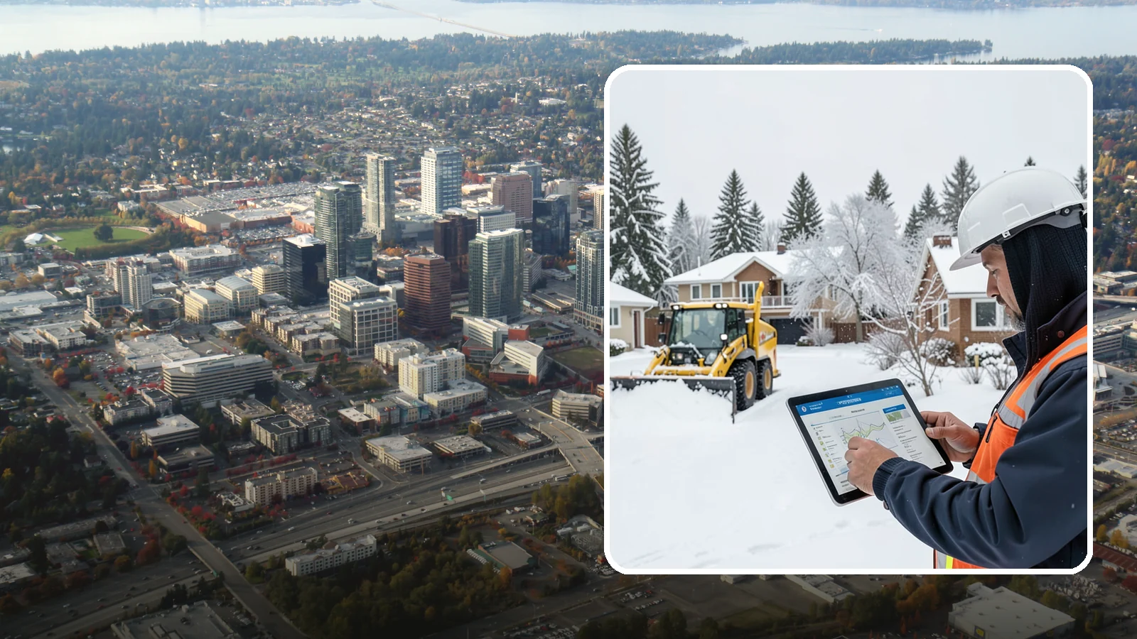 Overnight Snow Removal in Bellevue, King County, WA - We clear your property overnight so it is ready and safe before staff, tenants, or customers arrive in the morning.
