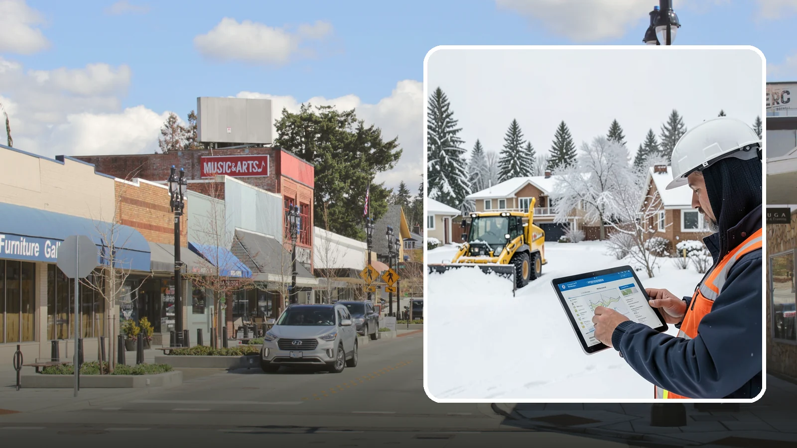 Overnight Snow Removal in Bothell, King County, WA - We clear your property overnight so it is ready and safe before staff, tenants, or customers arrive in the morning.