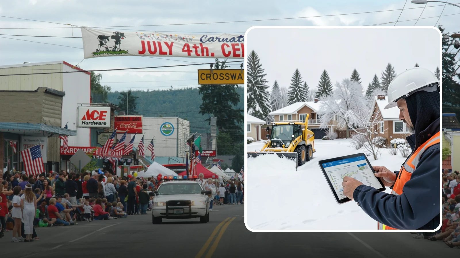 Overnight Snow Removal in Carnation, King County, WA - We clear your property overnight so it is ready and safe before staff, tenants, or customers arrive in the morning.
