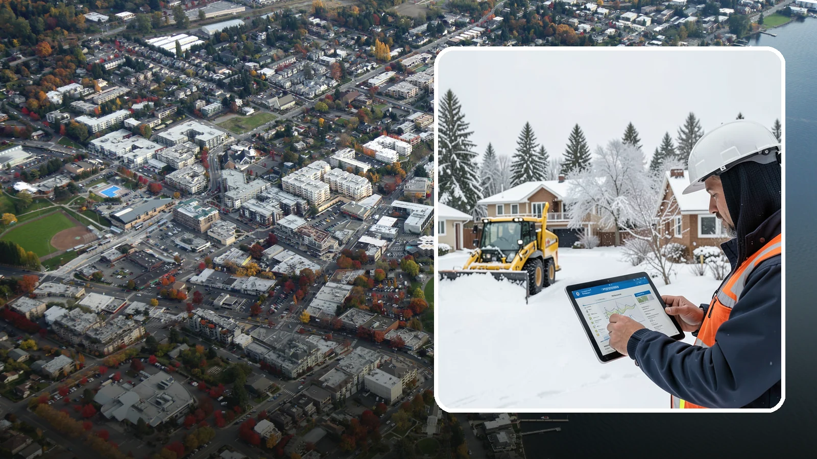 Overnight Snow Removal in Kirkland, King County, WA - We clear your property overnight so it is ready and safe before staff, tenants, or customers arrive in the morning.