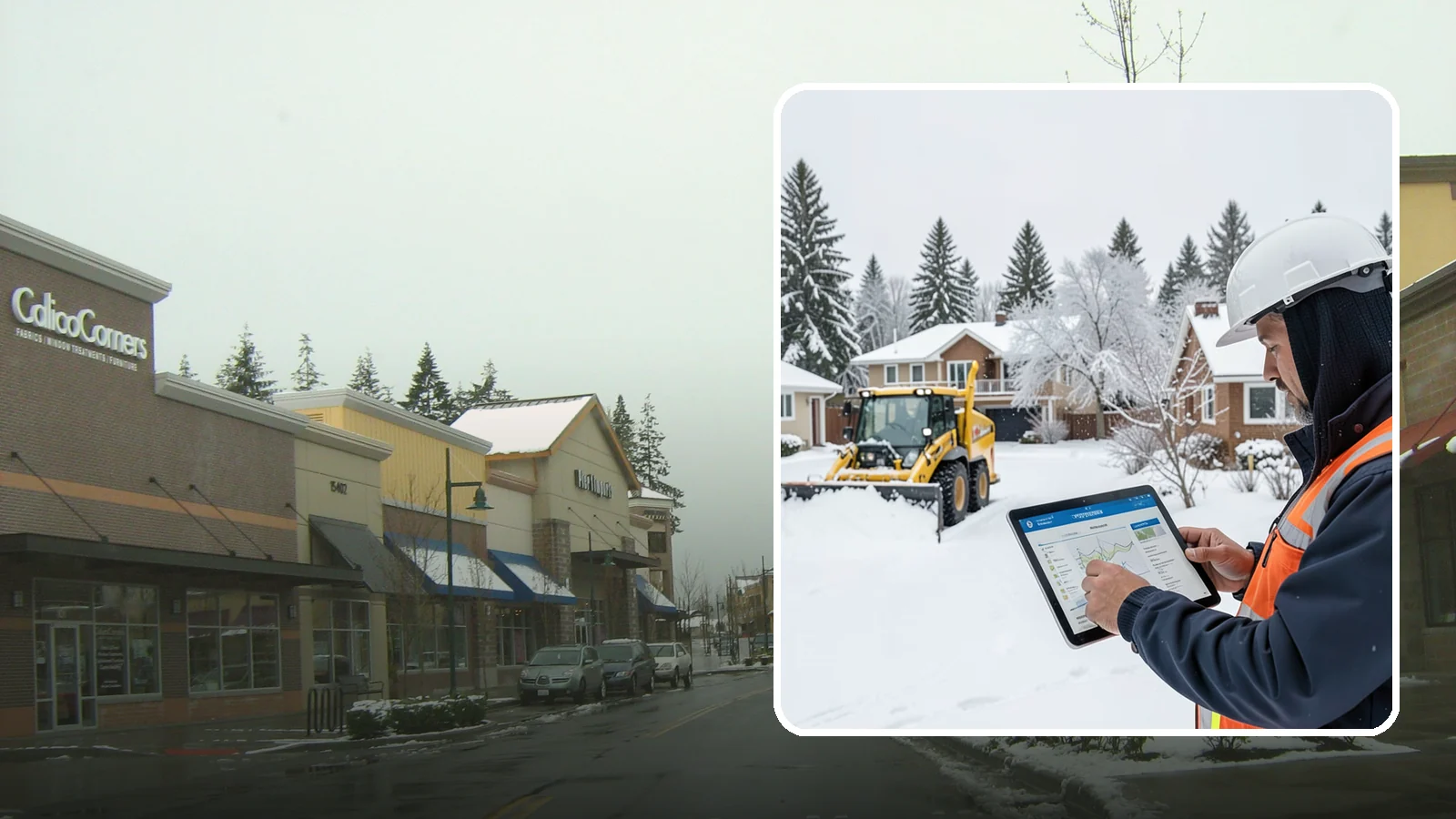 Overnight Snow Removal in Mill Creek, Snohomish County, WA - We clear your property overnight so it is ready and safe before staff, tenants, or customers arrive in the morning.