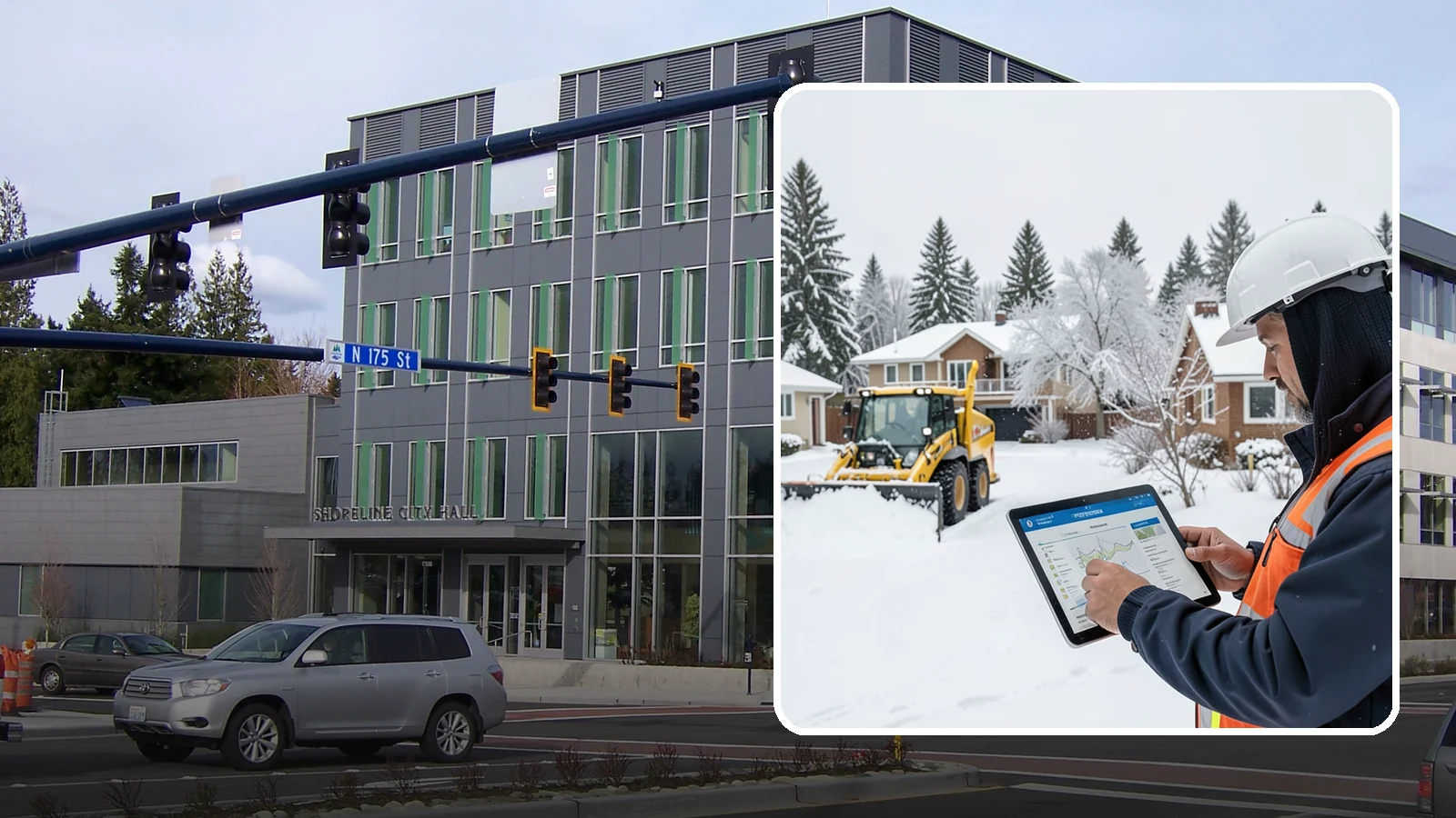 Overnight Snow Removal in Shoreline, King County, WA - We clear your property overnight so it is ready and safe before staff, tenants, or customers arrive in the morning.