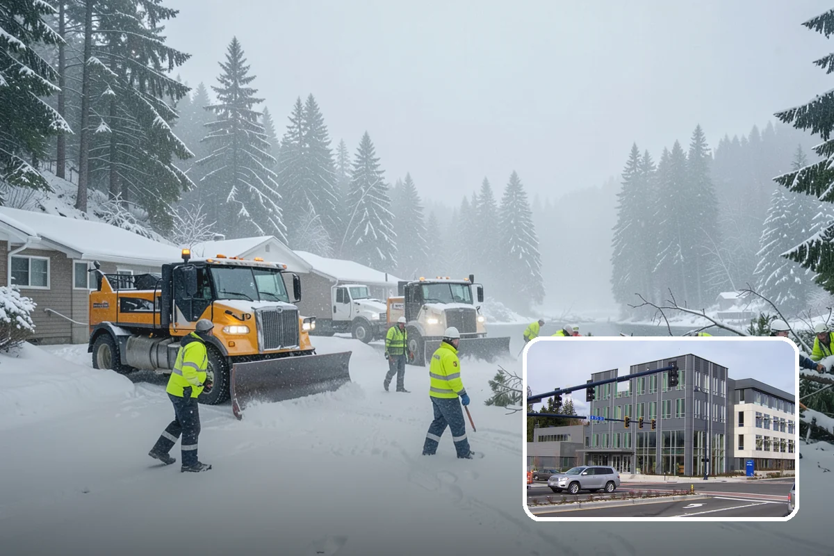 Overnight Snow Removal in Shoreline, King County, WA - Property ready before the morning arrival