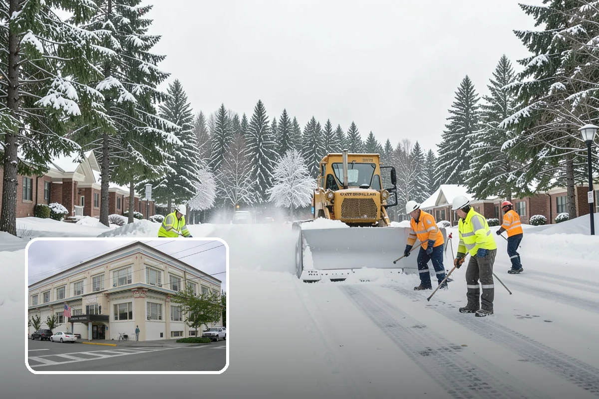 Park & Ride Snow Removal in Anacortes, Skagit County, WA - Travel lanes and stalls cleared before dawn