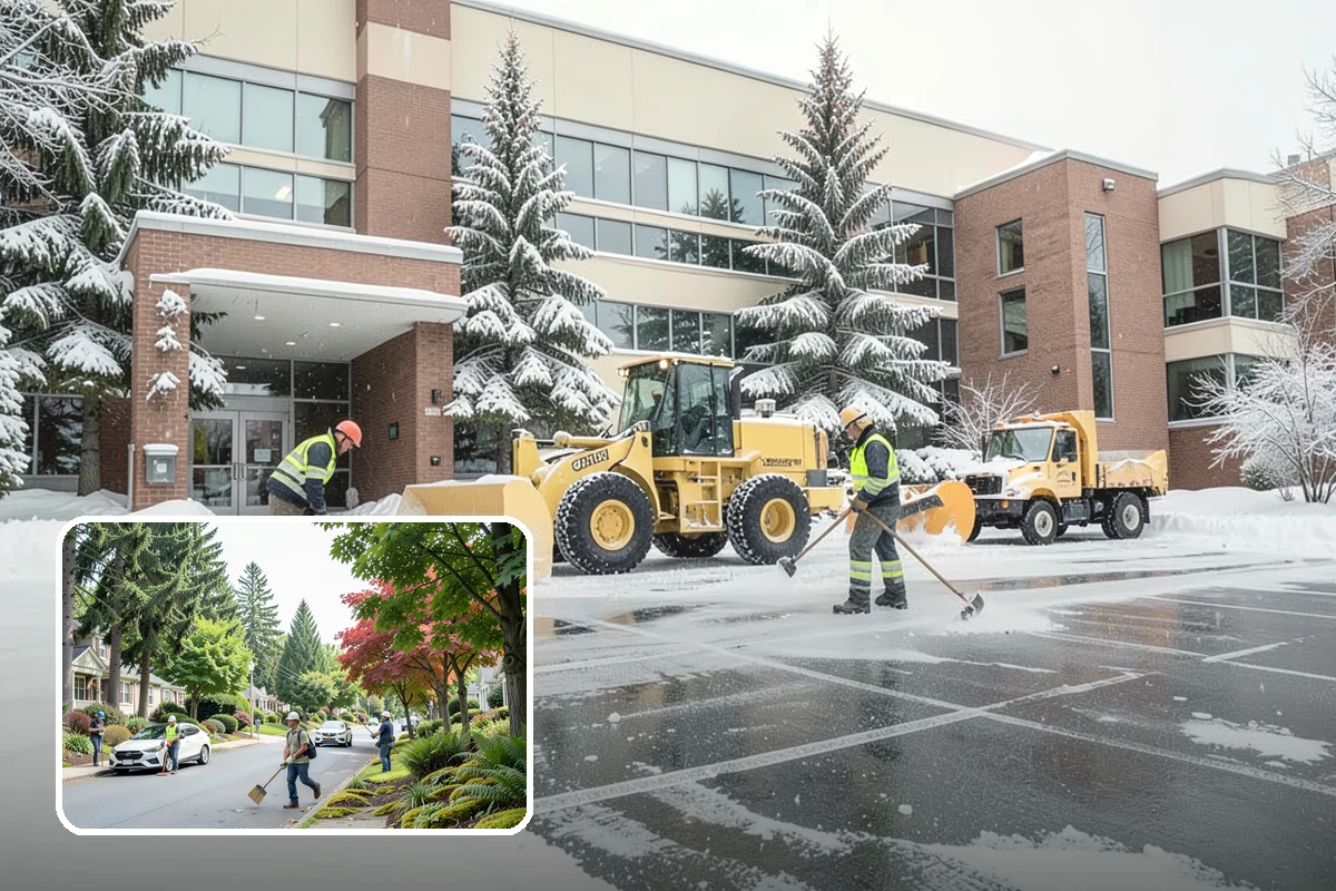 Park & Ride Snow Removal in Beaux Arts Village, King County, WA - Travel lanes and stalls cleared before dawn