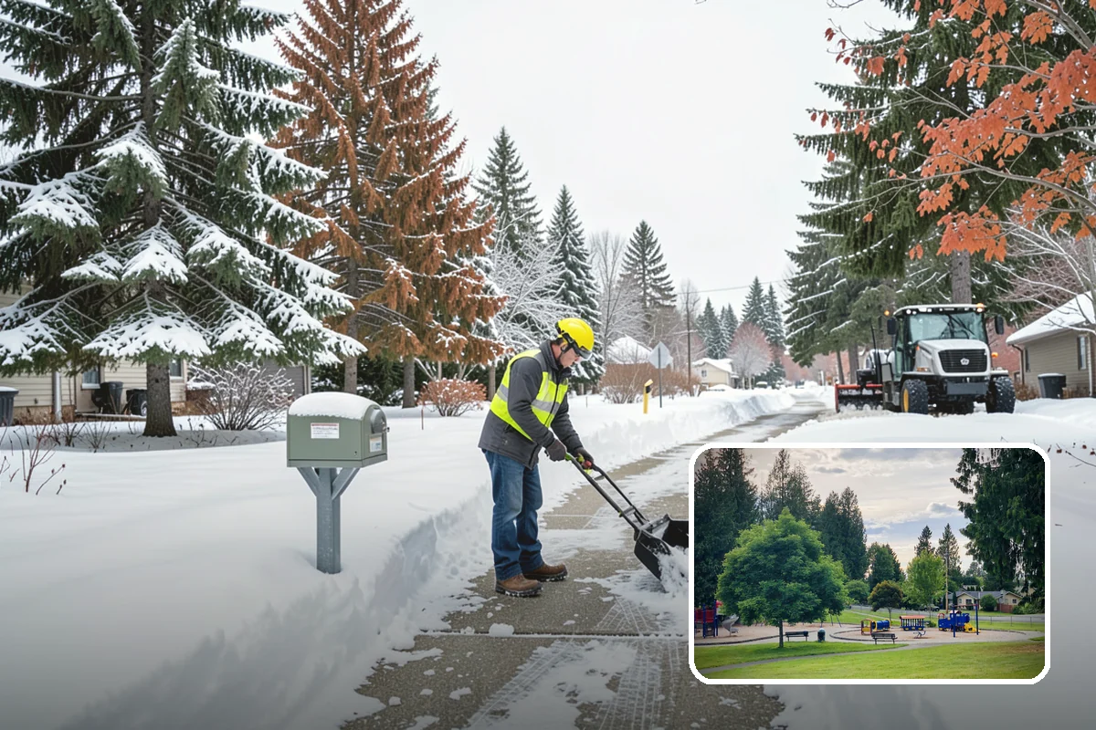 Park & Ride Snow Removal in Bonney Lake, Pierce County, WA - Travel lanes and stalls cleared before dawn