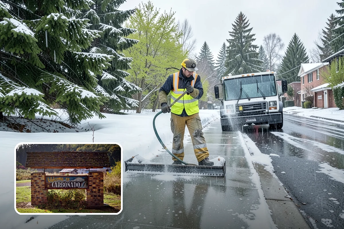Park & Ride Snow Removal in Carbonado, Pierce County, WA - Travel lanes and stalls cleared before dawn