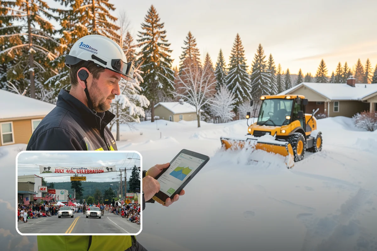 Park & Ride Snow Removal in Carnation, King County, WA - Travel lanes and stalls cleared before dawn