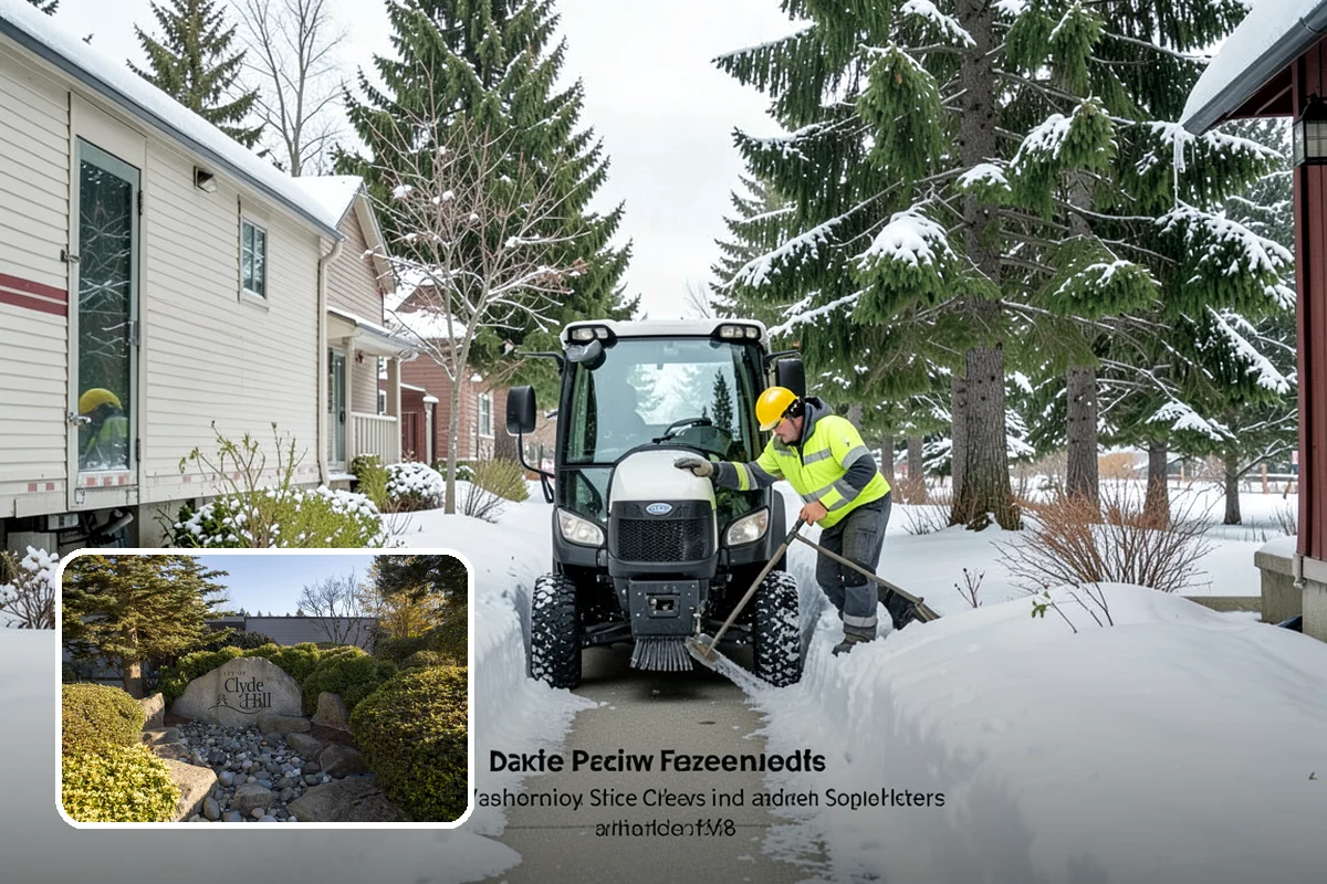 Park & Ride Snow Removal in Clyde Hill, King County, WA - Travel lanes and stalls cleared before dawn