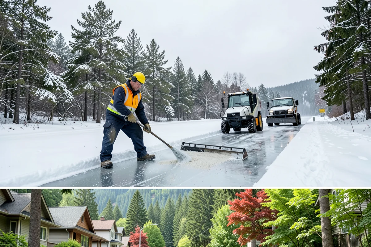 Park & Ride Snow Removal in Darrington, Snohomish County, WA - Park-and-ride lots see peak need December through February around commuter freeze mornings.